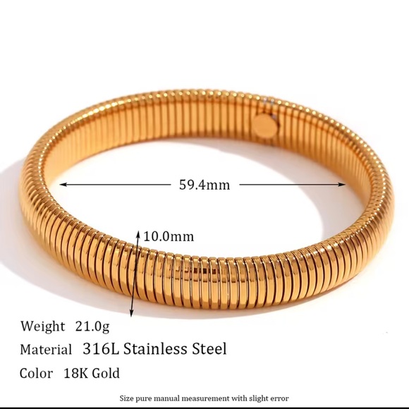 Anthropologie Gold Tarnish Free Waterproof 10mm Elastic Bangle Bracelet - Picture 5 of 13